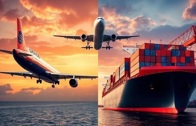 Air freight cargo aircraft vs sea freight container ship comparison
